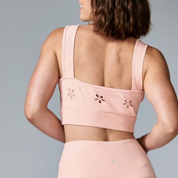 Electric Yoga Pink Sedona Ribbed Bra Flower Cutout Back Women’s size Small - Picture 15 of 15